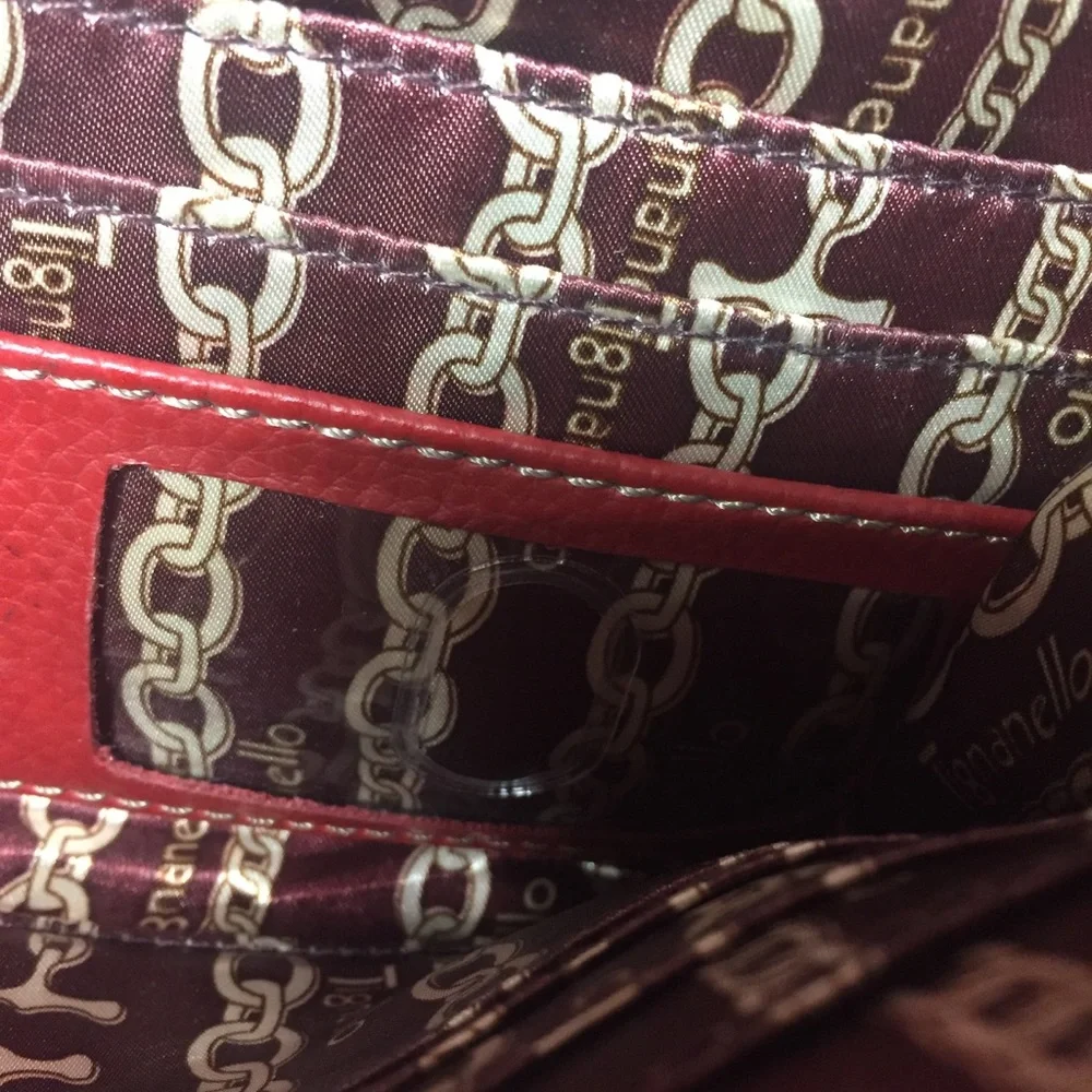 Red Leather Tignanello Crossbody Purse